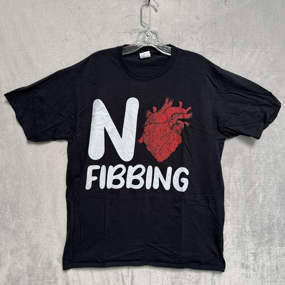 Port & Company Shirt Mens Large Black No Fibbing Heart Graphic Medical Funny Tee